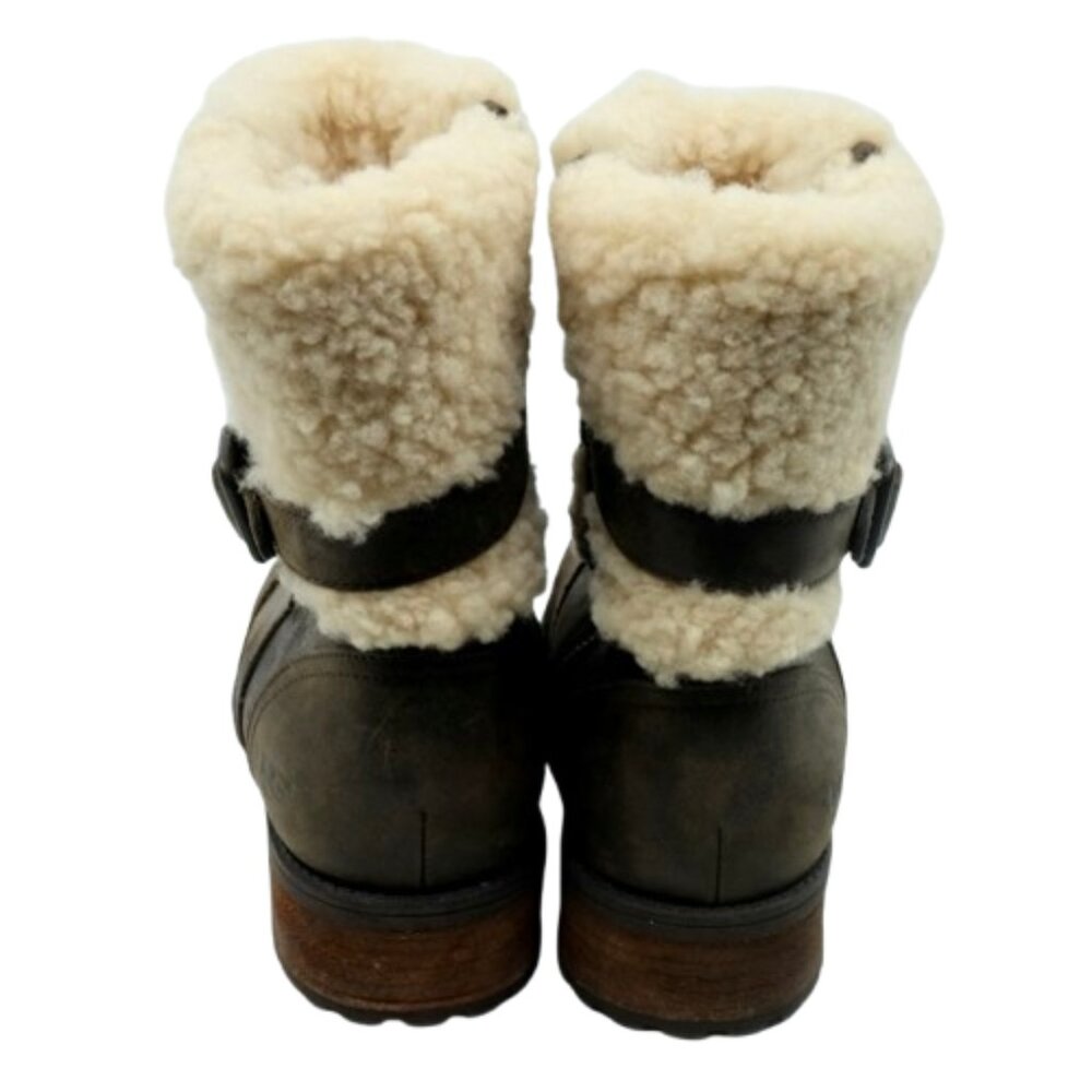 UGG ~BLAYRE II SUEDE BOOT~LEATHER SHEARLING LINED SIDE ZIP in ESPRESSO Sz 8 - Picture 5 of 8